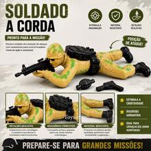 Boneco Soldado A Corda Deitado Rastejante Soldadinho Militar - Verde - Visão 3