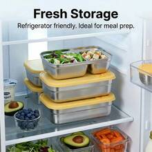 Multifunctional Portable 304 Stainless Steel Lunch Box, Fruit Salad Food Storage Container, Leak Proof Bento Box, Stackable Bento Lunch Box,Dishwasher Allowable, Suitable For Student And Adult Use In School, Office, Picnic,Travel, Back To School - Multicolor - View 8