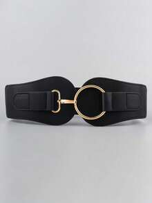 1pc Women's Black Simple Basic Elastic Waist Belt, Suitable For Halloween Party Or Daily Outfit Matching - Black - View 10