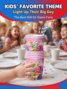 91pcs Anime Style Theme Party Set, Back To School Season Decorations, Disposable Birthday Party Tableware Including Plates, Cups And Napkins. Holiday Decoration Supplies Suitable For Camping, Picnic, Backyard BBQ, Indoor Decoration And Party Setup, Also Ideal Decoration For Halloween, Christmas And Various Gatherings, And A Great Surprise Gift For Fans. - Multicolor - View 6