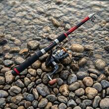 Telescopic Spinning Reel Fishing Rod Set, Includes Spinning Reel, Fishing Line, Storage Bag And Portable Outdoor Travel Fishing Gear, Suitable For Beginners And Experienced Anglers - Red - View 6