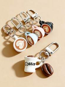 Realistic Coffee Bean Cup Keychain, DIY Keychain Accessory, Coffee Lover, Backpack/Wallet Pendant, Barista, Car Key Accessory, Holiday, Birthday, Gift - Multicolor - View 1