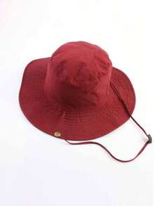 1pc Unisex Wide Brim Solid Color Embroidered Bucket Hat, Korean Style Fashion Retro Sun Hat For Spring Summer Autumn Winter, Versatile Outdoor Cycling Hiking Sun Protection Hat, Suitable For Daily Use, Back To School, Autumn Outings - A - View 7