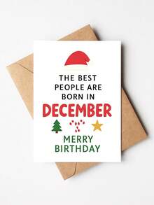 1pc December Birthday Christmas Card With Envelope - "Born In December" Festive Greeting For Friends & Family, Blank Inside - View 8