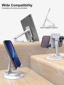 1pc Multi-Function Foldable Phone Stand, Portable Adjustable Tablet Holder, Universal Desktop Bedside Live Streaming Stand, Hands-Free Video Viewing, Suitable For Home Office - Multicolor - View 10