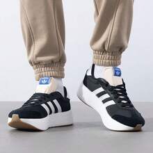Adidas Originals CITY RNR Suede RNR Comfort Versatile Low-Top Lifestyle Shoes Unisex Black - Black and White - View 2