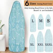 1pc Blue Leaf Pattern Ironing Board Cover | Polyester Material, Heat Resistant, Elastic Edge, Easy To Install, Machine Washable, Fits Most Ironing Board Sizes, Cover Only - Blue Leaf - View 2