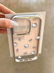 授權 [Sanrio] 可愛卡通動漫 Hello Kitty 防摔高級軟殼全包手機殼，蝴蝶結波點電鍍手機殼，適用於 Apple 17/17Air/17Pro/17Promax、16/16Plus/16Pro/16Promax、15/15Plus/15Pro/15Promax、14/14Plus/14Pro/14Promax、13/13Pro/13Promax、12/12Pro/12Promax、11/11Pro Max，防塵，熱銷 - 銀色 - 查看 1