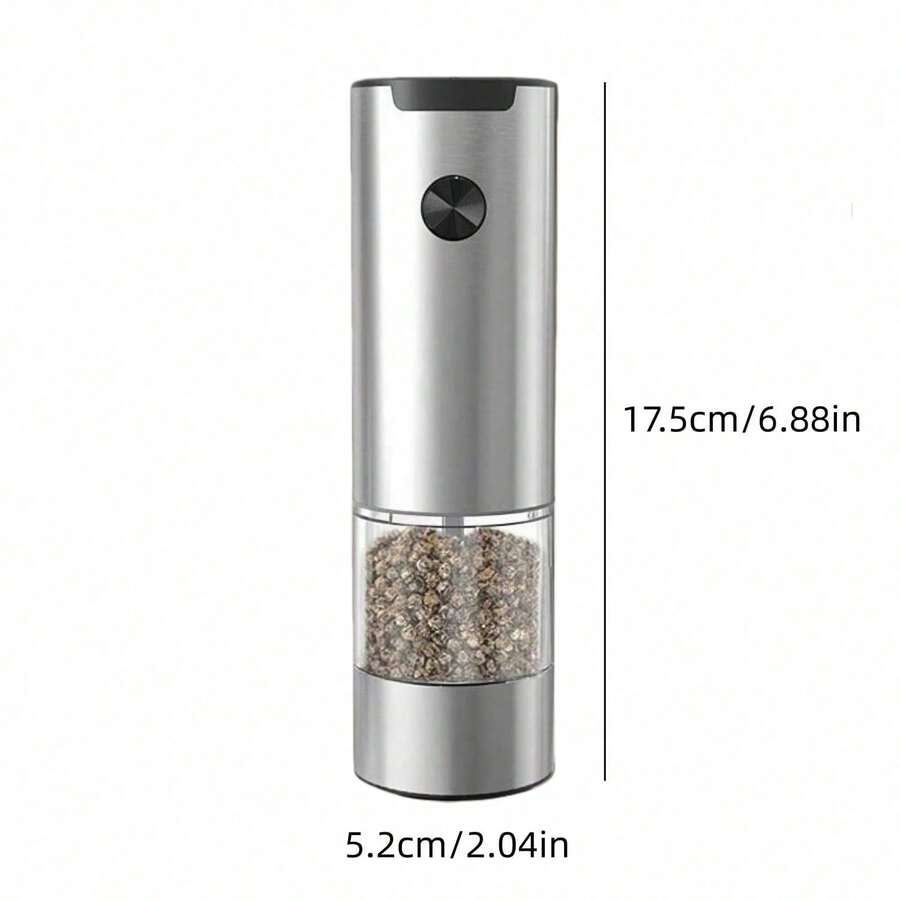 1pc Silver Electric Salt/Pepper Grinder (Battery Not Included) - Silver - View 1