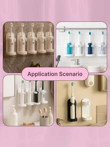 1pc/2pcs/5pcs Electric Toothbrush Holder Wall Mount Bracket With Drainage Function, Home Storage Toothbrush Rack Razor Holder, Bathroom Back To School Season Quick Dry Space-Saving Strong Adhesive Toothbrush Storage For Travel - Multicolor - View 4