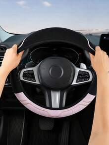 1PC Winter Fluffy Soft Cute Panda/Cat Ear Car Steering Wheel Cover, 14-15 Inch, Pink/Black/Grey, Car Interior Accessory - one-size - View 10
