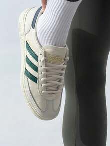 Adidas Originals Leather HANDBALL SPEZIA Versatile Comfortable Low-Top Flat Sole Unisex White Green - White Green - View 1
