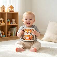 Libro de tela con diseño de tigre para educación temprana de bebés, identificación de colores, reconocimiento de formas, juguete interactivo para padres e hijos, regalo perfecto para bebés - Multicolor - Ver 9