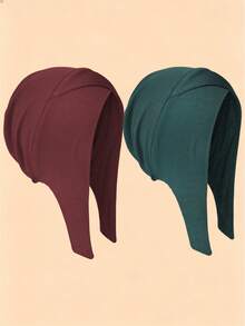 CONFLASS Women's Solid Color Long Tail Pre-Tied Headscarf, Soft Elastic Modal Inner Cap Headscarf, Back To School Daily Wear Muslim Hijab Chemotherapy Cap - Multicolor - View 12