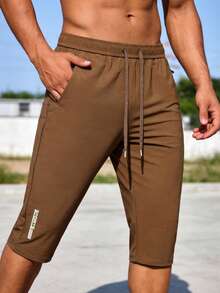 Men's Drawstring Capri Harem Pants | Capri Loose Harem Style, Elastic Waist Drawstring, Casual Beach, Hippie Style, Men's Linen Pants, Summer Sports - Khaki - View 4