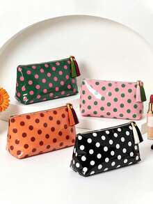 Polka Dot Waterproof Makeup Bag With Contrasting Tassel Storage Bag, Large Capacity Portable Travel Wash Bag Suitable For Skincare, Bathroom, Vacation - Multicolor - View 11