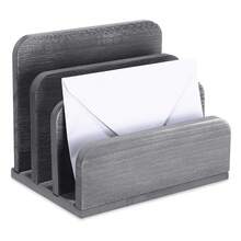 Wooden Mail Organizer 3 Tier Letter Holder Desk File Document Storage Box Envelope Paper Organization Accessories Shelf Home Office Desktop Caddy Rustic Wood Container Supplies Station - Multicolor - View 11