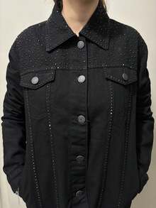 pthirillo Women Denim Jackets & Coats - 黑色水鑽之夜 - 查看 2