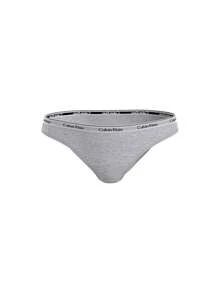 Calvin Klein [حزمة] حمالة صدر مثلثة بشعار أيقوني للنساء + سراويل داخلية قطنية حديثة للنساء - أبيض + رمادي فاتح - مشاهدة 3