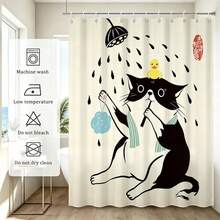 1pc New Chinese Style Auspicious Seal Waterproof Shower Curtain - Suitable For Bathroom Decor Bathroom Curtain - Easy To Clean Exquisite Home Decor, Bathroom Partition Curtain Decorative Shower Curtain, Bathroom Accessories Home Decor Gift - Includes 12 Hooks - Multicolor - View 9