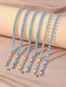 1pc Copper Zirconia Decorated Classic Tennis Chain Bracelet, Multi-Size Turquoise Inlaid Design Bracelet, Minimalist Versatile Style, Suitable For Women's Daily, Bar, Travel And Other Occasions - Gold - View 1