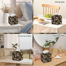 Tissue Box Cover, Tissue Box Holder, Square With Belt Bottom, PU Leather Decorative Organizer For Desk, Tabletop, Countertop Bathroom, Toilet Car - ColorB - View 5