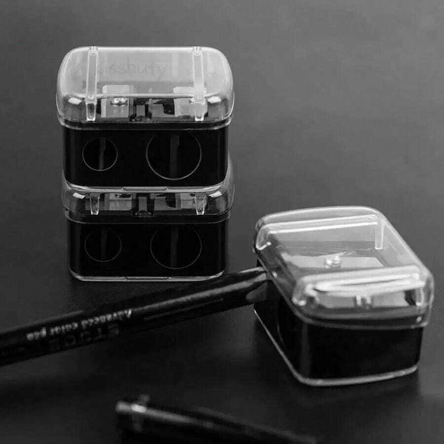 Dual Hole Pencil Sharpener, Stainless Steel Blade, Plastic Protective Cover, Waste Collector And Cleaning Tool, Manual Pencil Sharpener, Back To School Essential - Multiple Styles - View 1