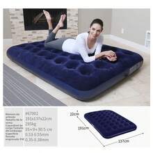 Colchón de aire flocado Dual Deluxe doble elasticidad PVC rectangular. Superficie cómoda impermeable, válido interior y exterior. Sistema inflado y desinflado veloz, ligero sin carga extra. Ideal para camping, viajes y descanso temporal. - Azul Marino - Ver 16