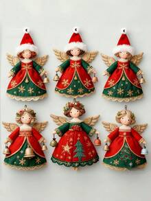 65/58/52/45/36/30/22/15/10/8Pcs MDF Christmas Angel Hanging Ornaments, Wooden Santa Decor For Tree Window Home Holiday Gift - Angel - View 11