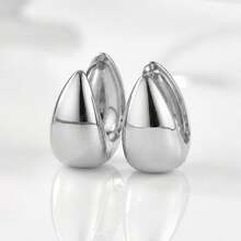 1 Pair S925 Sterling Silver Geometric Smooth Curved Luxury Earrings For Women, Suitable For Daily Wear - Curved Earrings - View 8