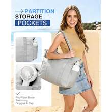 Tote Bag For Women 26L Capacity Travel Purses Work Bag Small Zipper Tote Bag For Travel Nurse Gym Teacher - Grey - View 3