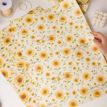 6 Sheets Sunflower Floral Gift Wrapping Paper, Vintage Floral Pattern Decorative Paper, Suitable For Gift Wrapping, Birthday Party DIY Crafts - Sunflower Wrapping Paper - View 6