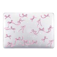 Pink Bow-Tie-Decorated Protective Case, Transparent Glittery Laptop Cover. - View 2