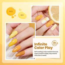 Beetles 6 Colors Lemon Whisper Yellow Gel Nail Polish Set, Butter Pastel Light Bright Yellow Gel Polish Kit, Soak Off UV LED Nail Art Manicure - 6 Colors Lemon Whisper Yellow - 查看 4