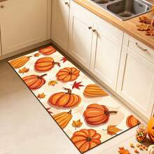 1pc Kitchen Rug, Halloween Pumpkin & Ghost Print Long Runner Mat, Kitchen Entryway Hallway Decorative Carpet, Holiday Atmosphere Soft Decor, Suitable For Indoor Home Scenes, Fun Cartoon Pattern Design, Adding Unique Halloween Vibe - Orange - View 11