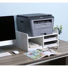 EasyPAG Schreibtisch-Druckerständer mit 4 Fächern aus Holz, Druckerregal, A4-Papier-Organizer für Büro und Zuhause, Weiß AMUZ - Weiß - Übersicht 6