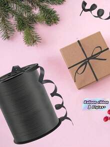 1 Roll, Black Curly Ribbon, Suitable For Gift Wrapping, Balloon String, Wedding, Birthday And Other Occasions - Shiny Metallic Ribbon, Suitable For Bouquet And Flower Wrapping Paper, Valentine's Day, Wedding, Halloween/Christmas Birthday And Other Occasions. - View 4