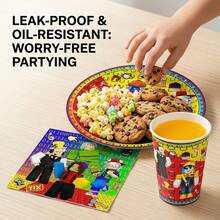 Roblox 30pcs Cartoon Dining Elements Party Tableware Set, Disposable Cutlery Set Including Cups, Plates, Straws, Ideal For Family Gatherings, Birthday Parties, Decorative Napkins, Double-Layer Cartoon Design, Suitable For Parties, Camping, Picnics, Backyard BBQs, Birthday Party Supplies - Roblo Napkins 2 Paper Cups and Saucers - View 5