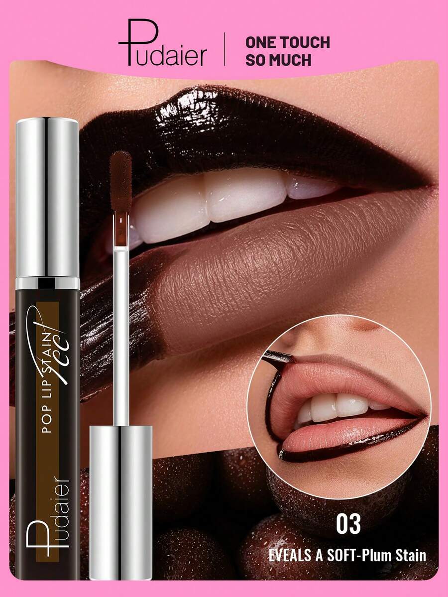 Pudaier Peel-Off Lip Gloss, Long-Lasting Waterproof And Sweat-Resistant, Exfoliating Elastic Formula, Volumizing And Plumping, Suitable For Date Night, Daily Commute, Gothic Style And Halloween Party Looks - #03 - View 1