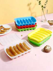 Silicone Sausage Mold With Lid, Non-Stick Sausage Making Mold, Food Storage Box, Multi-Functional Cartoon Cake Tool, Essential Sausage Set For Homemade Burgers And Hot Dogs, Party And BBQ Use - Multicolor - View 7