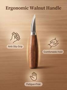 1 Set Multi Curve Walnut Hand Carving Knives For Wooden Spoon Craft Fine Detail Cutting Matte Non-Slip Handle High Carbon Sharp Steel Blades Indoor DIY Hobby Birthday Present Woodworking Craft Tools - Carving Knife - View 3