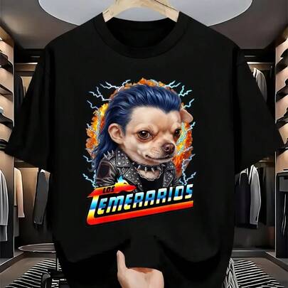 Camiseta de negro con estampado de perro chihuahua y texto Los Temerarios para hombres mujeres y niños ideal para uso casual diario y eventos temáticos El cosplay