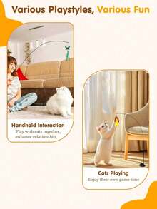1pc Suction Cup Cat Teaser Wand, Multi Color Feather Butterfly Insect Interactive Toy, Cat Toys Cat Stuff For Kitten Adult Indoor Outdoor Exercise, Boredom Relief Pet Gift For Easter Birthday Xmas Holiday - Multicolor - View 4