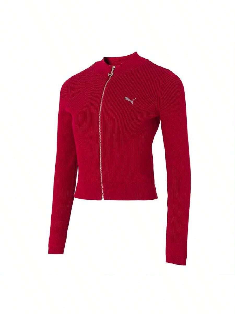 Puma Women's Jacket/Coat RACE-AHEAD-SWEATER-W Comfortable Daily Commute Outdoor Sports Casual Jacket 636173-27 - Red - View 1