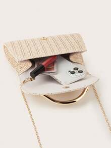 REMANLAND Women's Woven Clutch Bag, Beige Solid Color, Summer Vacation, Beach, Holiday Essential, Suitable For Business, Commute, Casual, Minimalist Style, Beach - Apricot - View 6