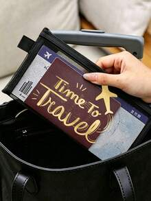 Airplane Theme Mesh Document Organizer/Passport Holder, Multiple Airplane Route, Travel Element, English Letter Print, Thickened Transparent Mesh Fabric, Visible Large Capacity, Smooth Zipper, Lightweight And Portable. Suitable For Travel, Vacation, Boarding, Passport, Ticket, Document Storage, Daily Storage Of Tickets And Stationery, Fits Men And Women Travelers, Back To School Season, Travel Season Gift Choice, Practical Small Gift For Travel-Loving Friends And Family! - Multicolor - View 8