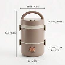 Portable 304 Stainless Steel Thermal Lunch Box, Sealed Leak Proof Bento Box, Dishwasher & Microwave Allowable,Reusable Fruit Salad Food Storage Container, Suitable For Student And Adult Use In School, Office,Picnic, Travel,Back To School - Multicolor - View 34