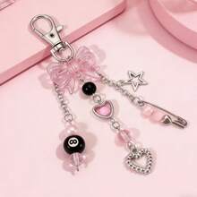 1pc/2pcs Fashion Handmade Resin Beaded Keychain, Punk Style Women's Fashion Accessory, Lobster Clasp Pendant, Car Decoration, Bag Charm, Gothic Style - Multicolor - View 7