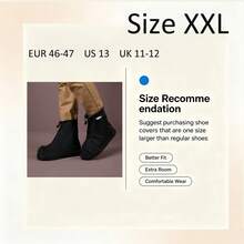 Mid-Calf Zipper PVC Waterproof Shoe Covers, Non-Slip Thickened Wear-Resistant Rain Boots, Unisex, Outdoor Travel Rain Shoe Covers, Recommended To Buy One Size Larger For Better Fit - Black - View 10