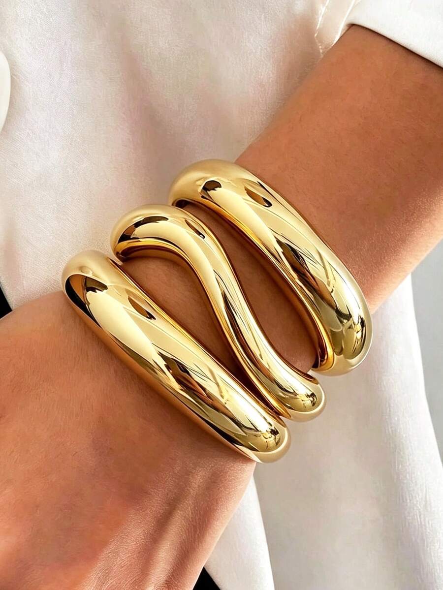 Juego de 3 pulseras vintage casual de moda para mujer, adecuado para uso diario, vacaciones y capas